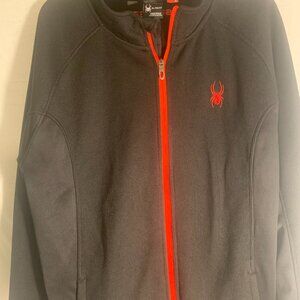 Spyder Men's Full Zip XL Sweater Black​ with red zipper